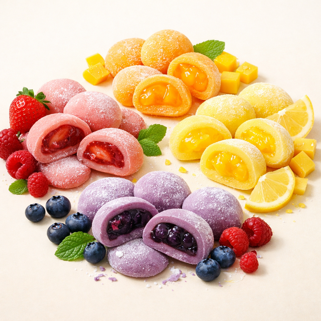 Owocowe mochi - truskawka, mango, malina