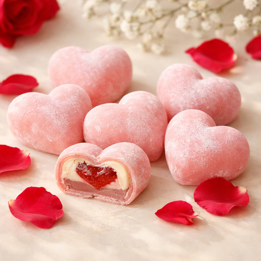 Mochi Walentynkowe - malina i róża